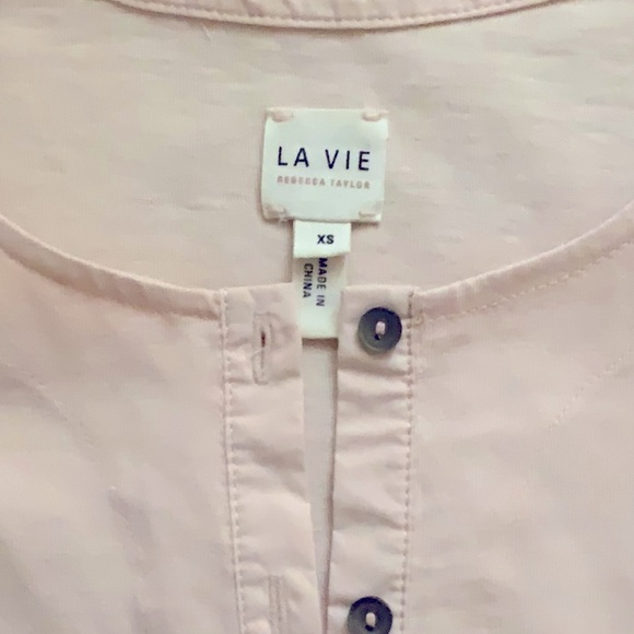 Rebecca Taylor La Vie Poplin Sleeve Jersey Tee in Ballet Pink XS - Picture 4 of 7